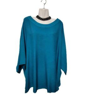 Blue Cotton Top with Dolman Sleeve